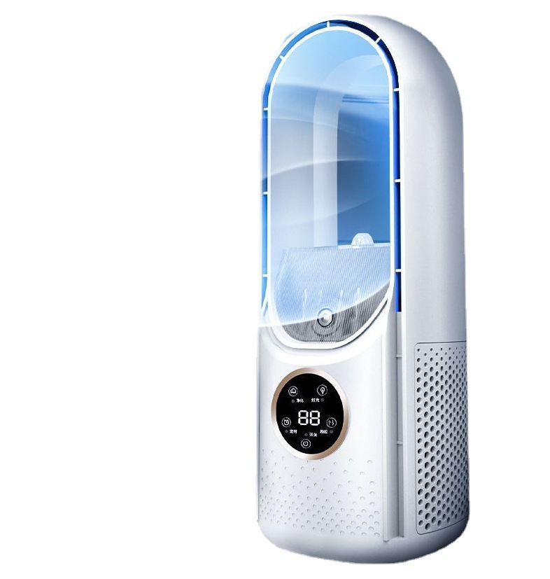 Portable USB Air Cooler Leafless Electric Fan Silent Timer Air Conditioner Cooling Fan Humidifier Conditioning Fan - Image 5