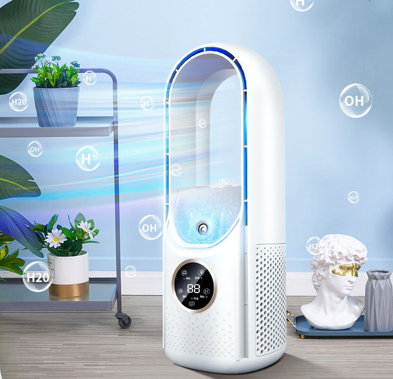 Portable USB Air Cooler Leafless Electric Fan Silent Timer Air Conditioner Cooling Fan Humidifier Conditioning Fan - Image 8